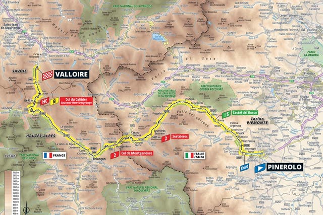 <p>Stage four from Pinerolo to Valloire </p>