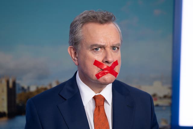 <p>Hugh Bonneville stars as a news anchor who may or may not have told a sexist joke in ‘Douglas is Cancelled’ </p>