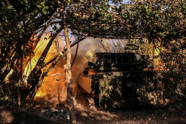 <p>Servicemen of 24th Mechanized Brigade of the Ukrainian Armed Forces, named after King Danylo, fire a 2S1 Gvozdika self-propelled howitzer towards Russian troops on a front line</p>