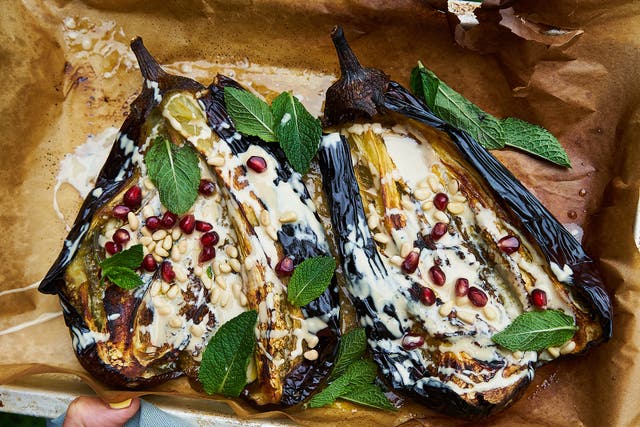 <p>When grilled, the aubergines develop a tender, creamy texture with a slightly smoky char, enhancing their natural taste</p>