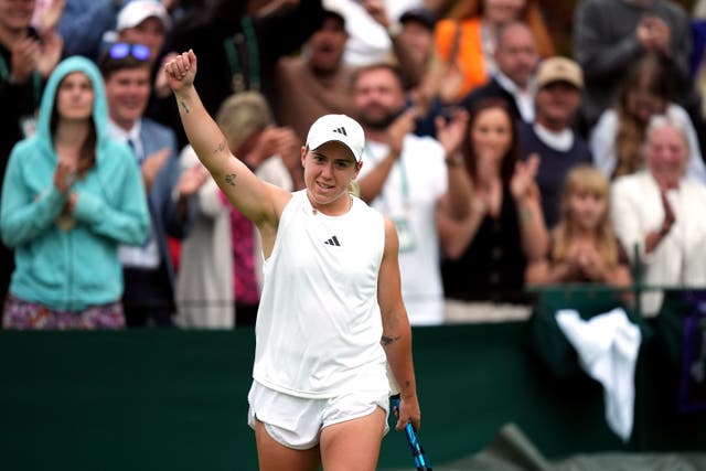 Sonay Kartal celebrates victory over Sorana Cirstea (Jordan Pettitt/PA)