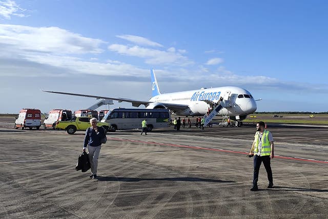 <p>Air Europa plane on the tarmac in Brazil</p>