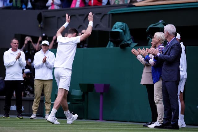 Andy Murray leaves Centre Court (Zac Goodwin/PA)