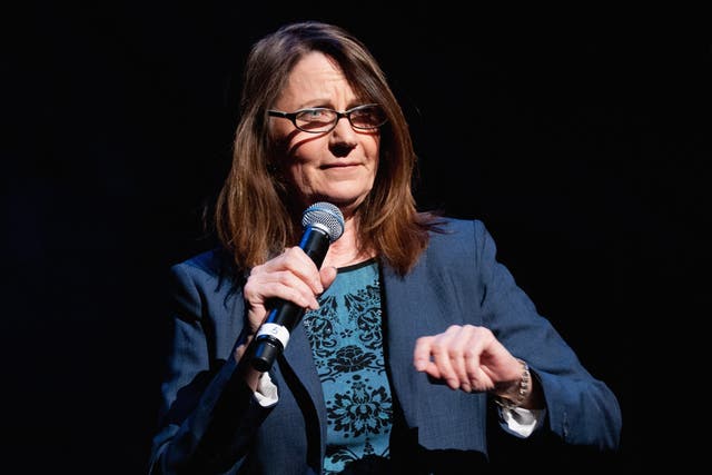 <p>Judy Belushi Pisano attends the official Blues Brothers Revue at the Rialto Theater on March 5, 2012, in Joliet, Illinois</p>