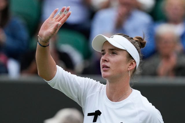 <p>Elina Svitolina of Ukraine waves after defeating Xinyu Wang of China</p>