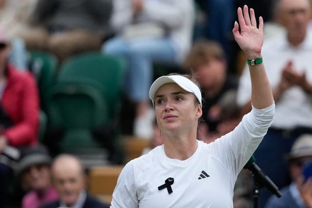 <p>Elina Svitolina of Ukraine reacts after defeating Xinyu Wang of China</p>