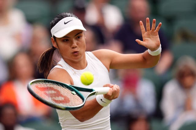 Emma Raducanu in action against Lulu Sun (John Walton/PA)