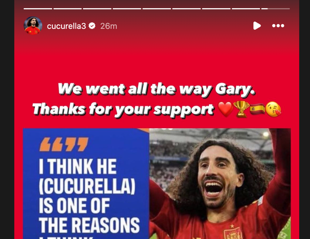 <p>Marc Cucurella posted a sarcastic message on Instagram</p>