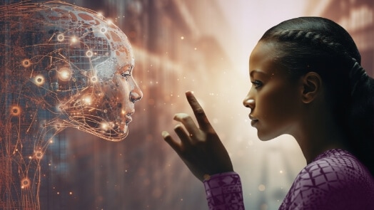 Woman and digital twin