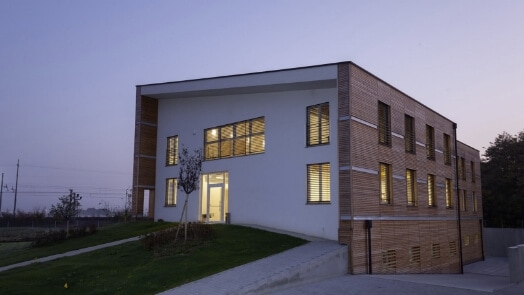 Modern building at dusk