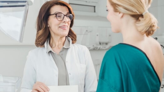 Doctor and patient in medical facility