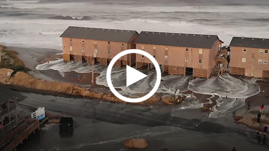 High water flooding coastal buildings