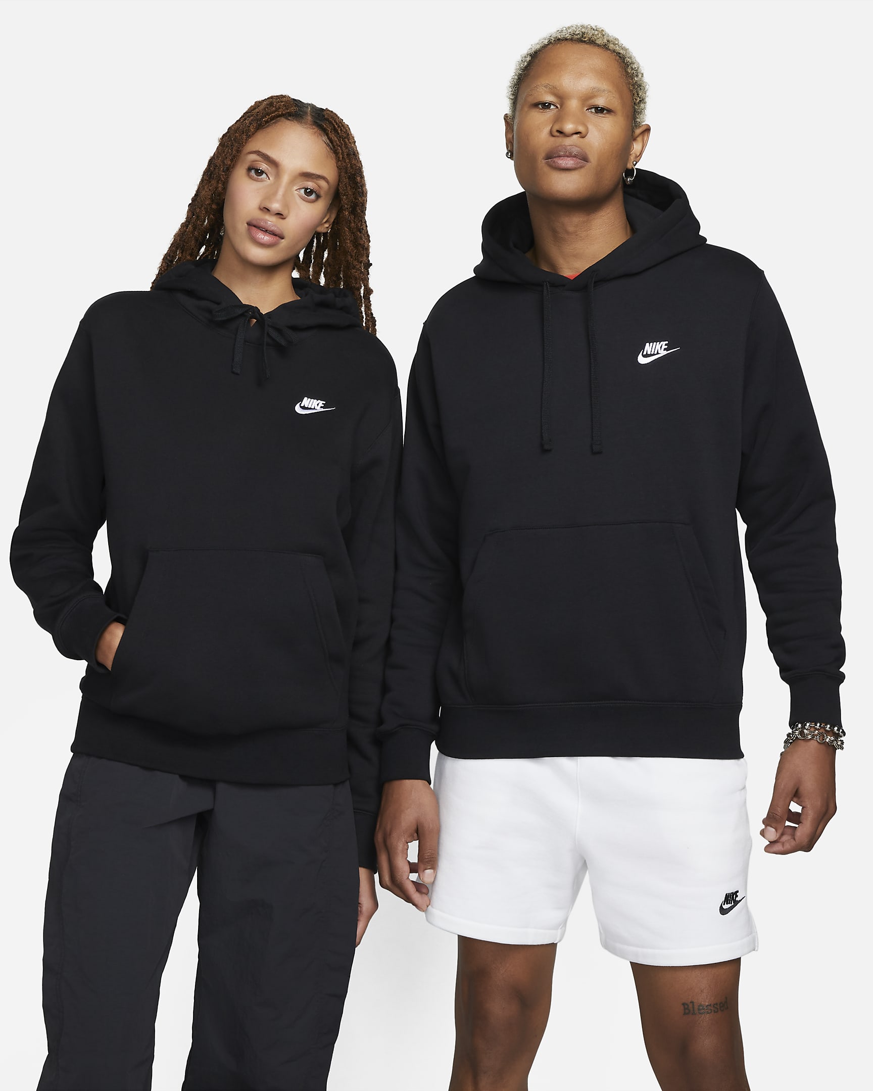 Sweat à capuche Nike Sportswear Club Fleece - Noir/Noir/Blanc