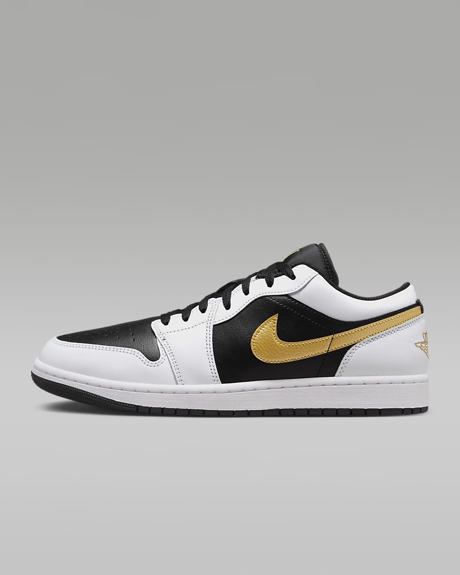 Air Jordan 1 Low Zapatillas - Hombre - Blanco/Negro/Oro metalizado