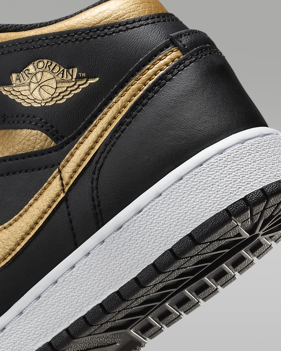 Bota Air Jordan 1 Mid pro větší děti - Černá/Bílá/Metallic Gold