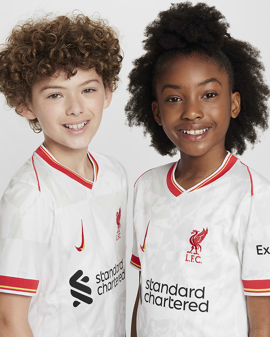 Liverpool FC 2024/25 Stadium Third 大童 Nike Dri-FIT 復刻版足球衣 - 白色/Pure Platinum/黑色/Global Red