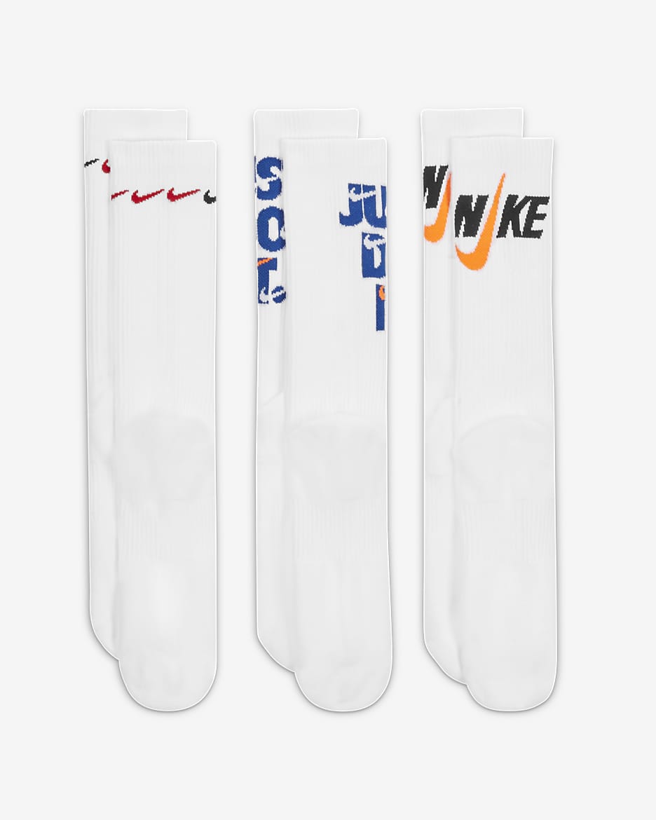 Nike Everyday Plus Cushioned Crew Socks (3 Pairs) - Multi-Colour