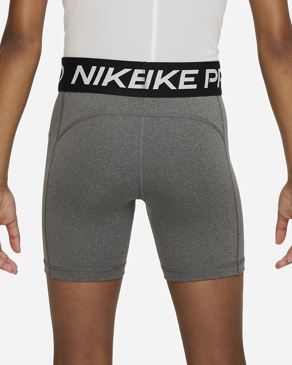 Nike Pro Older Kids' (Girls') Dri-FIT 13cm (approx.) Shorts - Carbon Heather/White