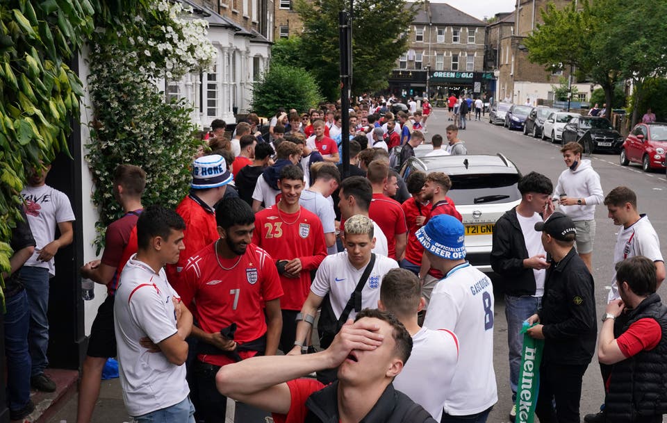 Euro 2020 The Faltering Fullback pub in Finsbury Park, London