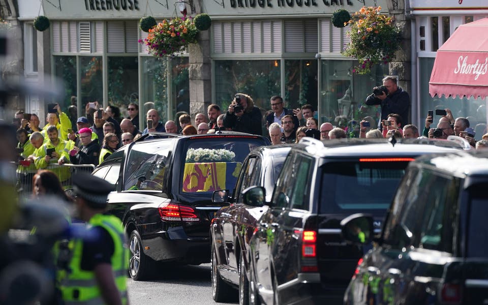 Queen’s ‘neighbours’ pay respects as hearse passes through Ballater