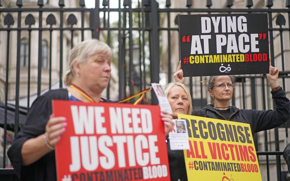 Relatives of infected blood victims demand full compensation in letter to No 10