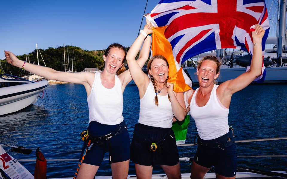 Female rowing trio raises more than £80,000 in record-breaking Atlantic race