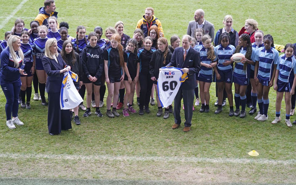 Duke of Edinburgh amused by rugby shirt reminding him of upcoming 60th birthday