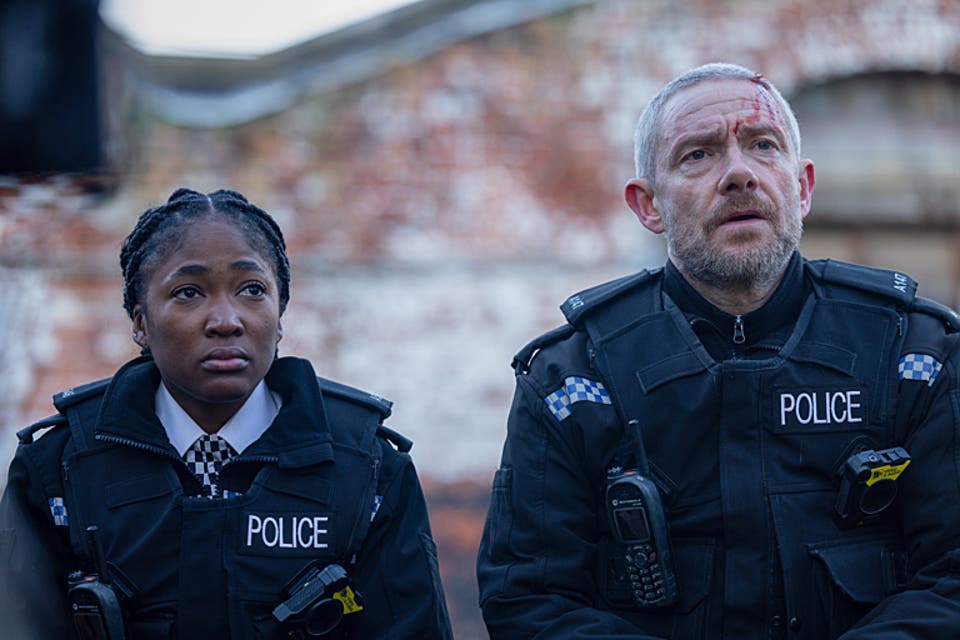 <p>Adelayo Adedayo and Martin Freeman in The Responder</p>