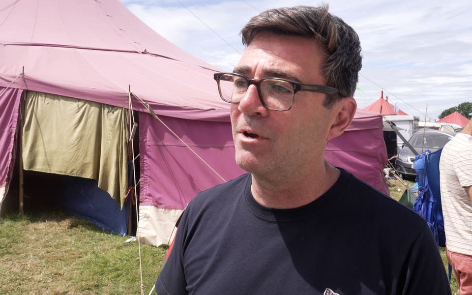 Starmer won’t bulldoze local government, says Burnham after Glastonbury speech