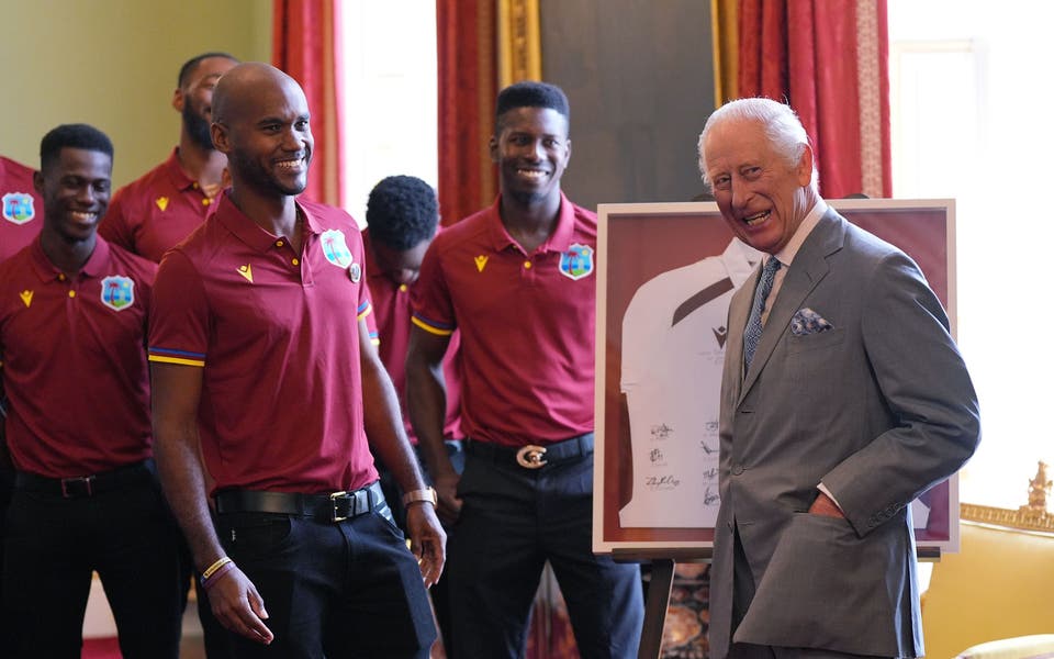 King hosts West Indies cricket team ahead of Lord’s Test match