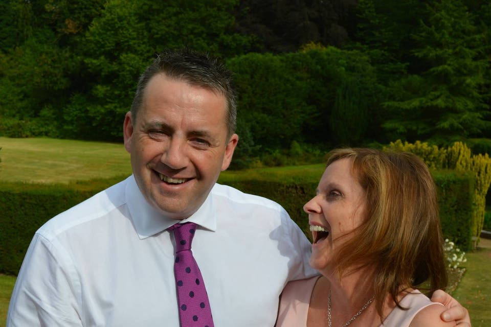 <p>John Hunt with his wife Carol </p>