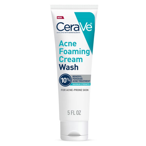 CeraVe Acne Foaming Cream Wash with 10% Benzoyl Peroxide for Face and Body (5 fl. oz.)