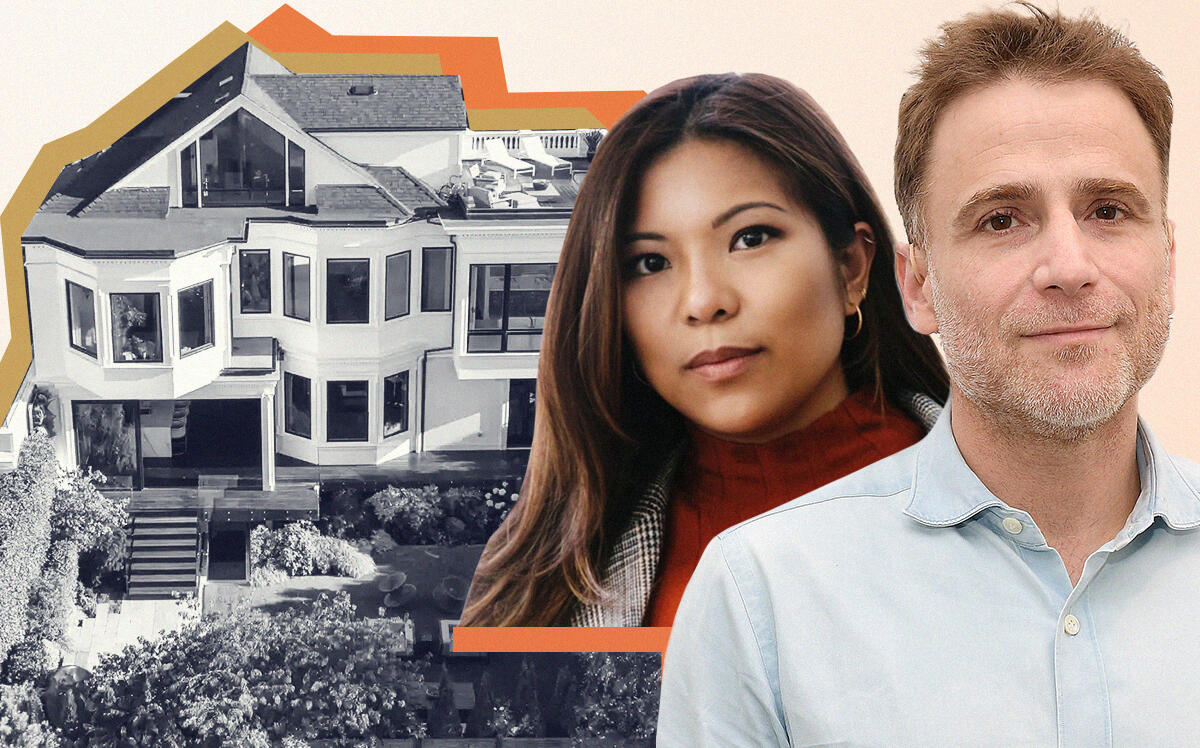 Away's Jen Rubio and Slack's Stewart Butterfield with 3636 Clay Street (LinkedIn, Getty, Redfin)