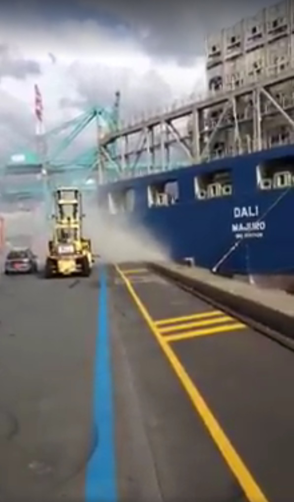 Mega container ship Dali Allided with berth at Port of Antwerp