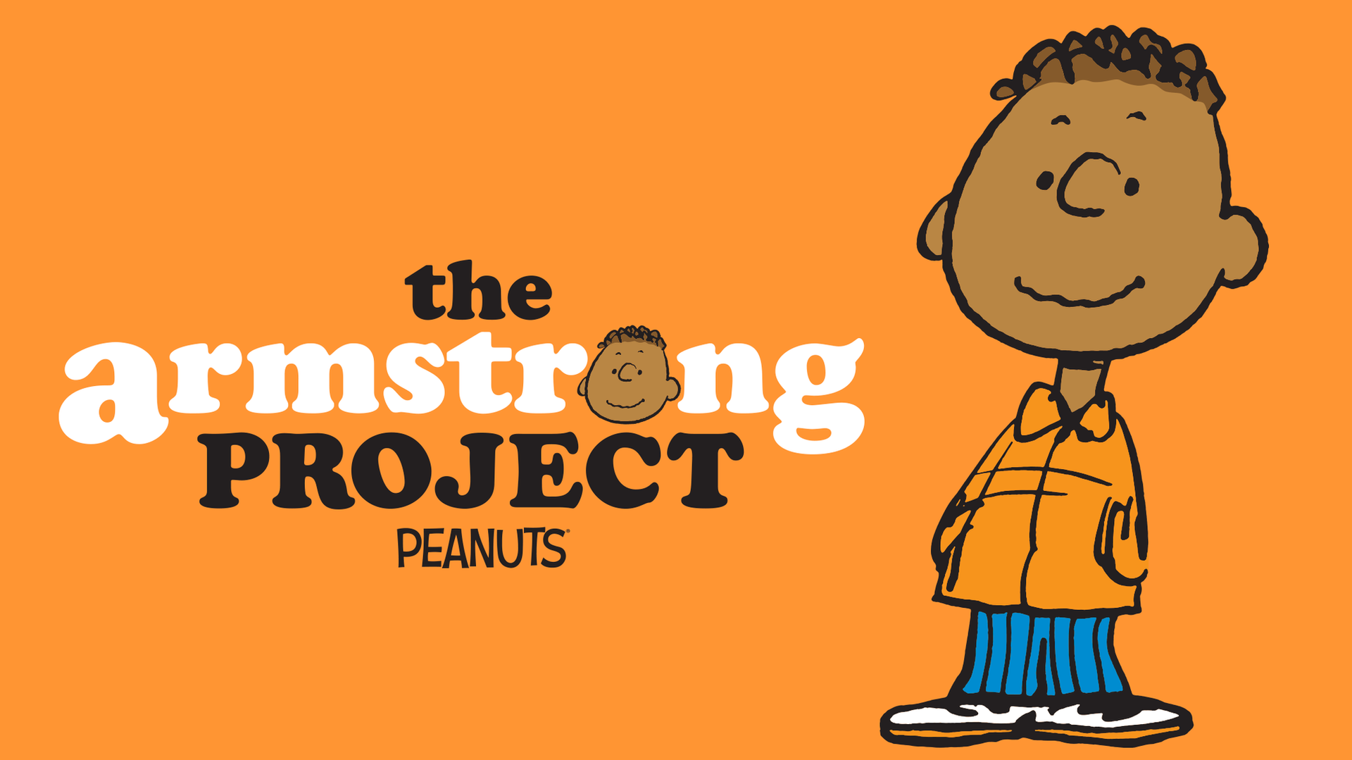 "The Armstrong Project" text and a drawing of a black boy in an orange shirt