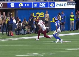 Antonio Gibson goes between the legs like basketball player on acrobatic catch