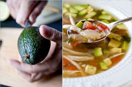 Chicken Soup With Lime and Avocado