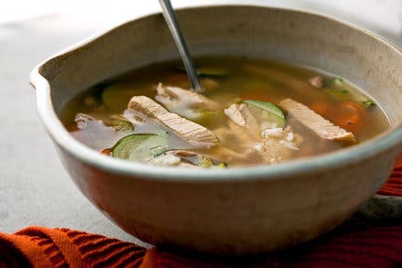 Turkey (or Chicken) Soup With Lemon and Rice