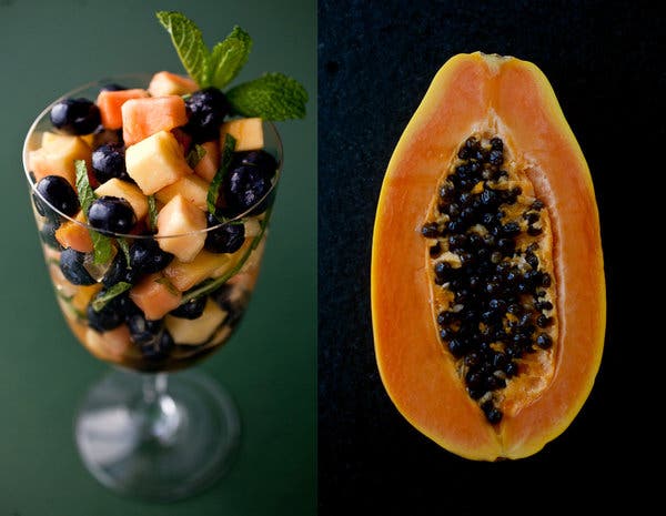 Papaya and Blueberry Salad With Ginger-Lime Dressing