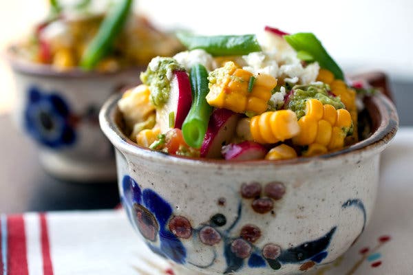 Corn and Green Bean Salad With Tomatillo Dressing