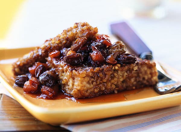 Pan-Seared Oatmeal With Warm Fruit Compote and Cider Syrup