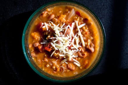 Bean Soup With Cabbage, Winter Squash and Farro