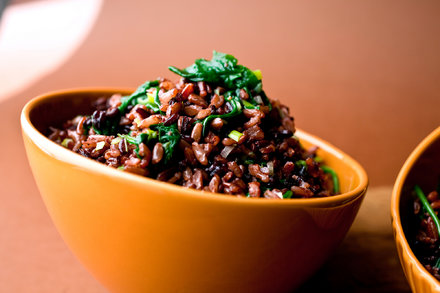 Image for Red and Black Rice With Leeks and Pea Tendrils