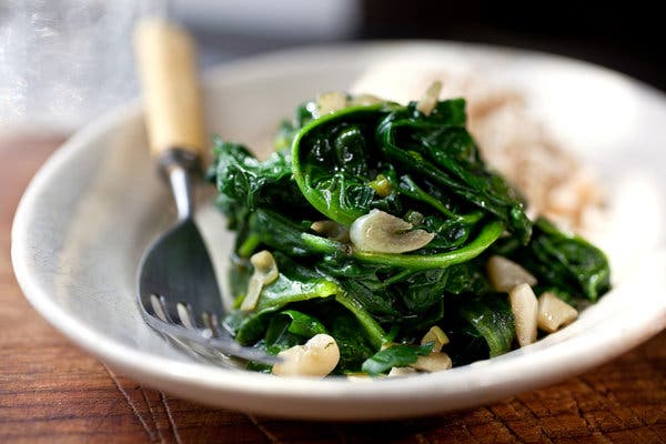 Rice Bowl With Spinach or Pea Tendrils