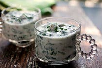 Chilled Yogurt Soup With Spinach and Chickpeas