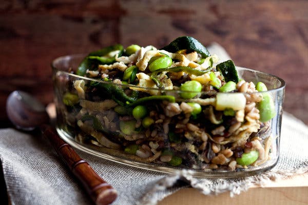 Stir-Fried Brown Rice With Poblano Chiles and Edamame