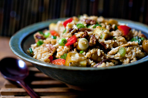 Mandarin Rice Stuffing with Chestnuts and Shiitake Mushrooms.