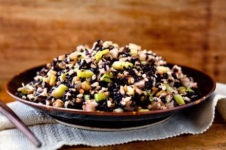 Black and Brown Rice Stuffing With Walnuts and Pears