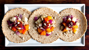 Image for Tacos With Roasted Vegetables and Chickpeas in Chipotle Ranchera Salsa