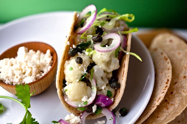 Cauliflower and Red Onion Tacos